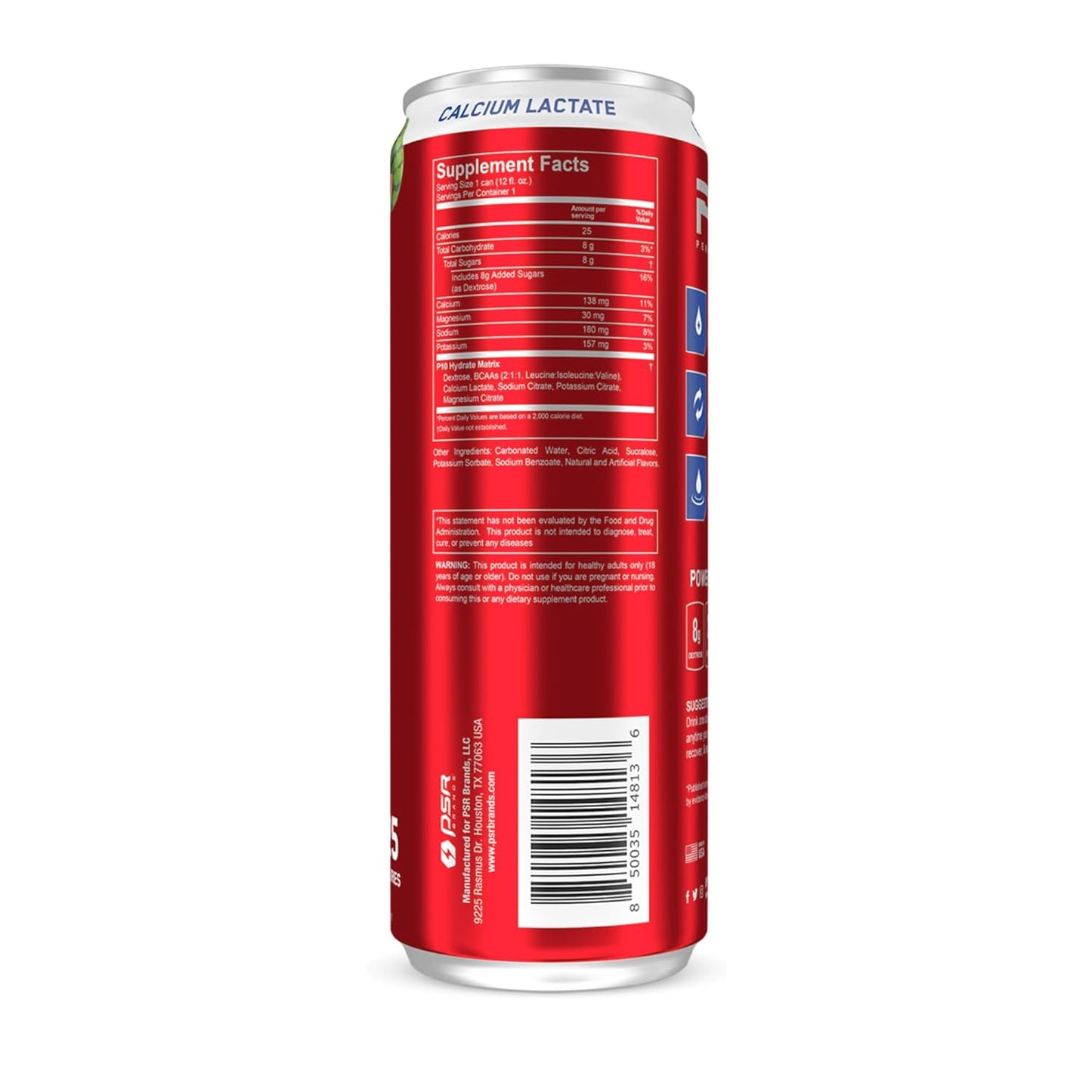 P10 Performance Max Hydration Fitness Recovery Drink, Restore Electrolytes, Recovery Nutrients, Hydration With BCAAs, Magnesium, Potassium; Caffeine Free, 12 Fl Oz Cans - Watermelon Wave (12 Pack)