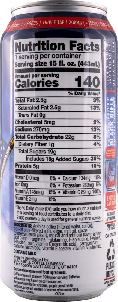 Black Rifle Coffee Company - 300mg Caffeine, Ready To Drink, 15oz Cans - Berry Mocha (Pack of 12)