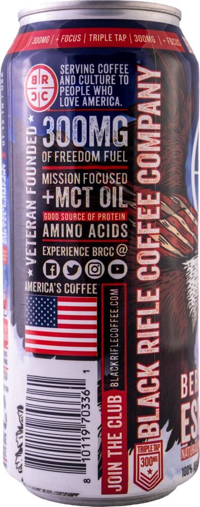 Black Rifle Coffee Company - 300mg Caffeine, Ready To Drink, 15oz Cans - Berry Mocha (Pack of 12)