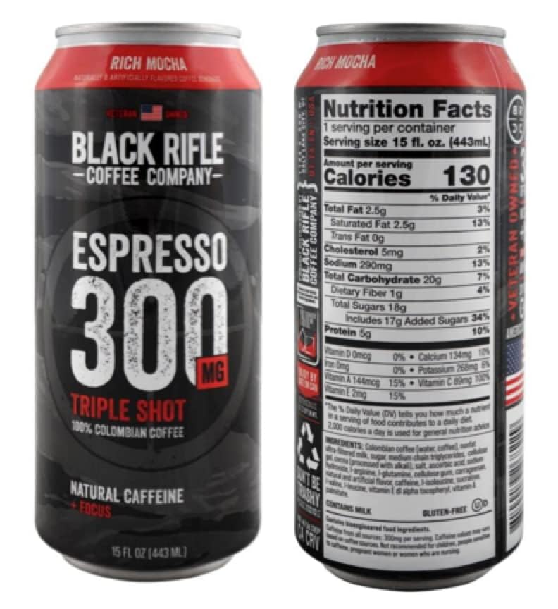 Black Rifle - 300 Coffee Triple Shot RTD Drink Mix Assorted Pack - Gluten Free; 300mg Caffeine; Good Protein; Includes Berry Mocha, Rich Mocha, Vanilla Bomb - Variety Pack, 15oz Cans (Pack of 12)