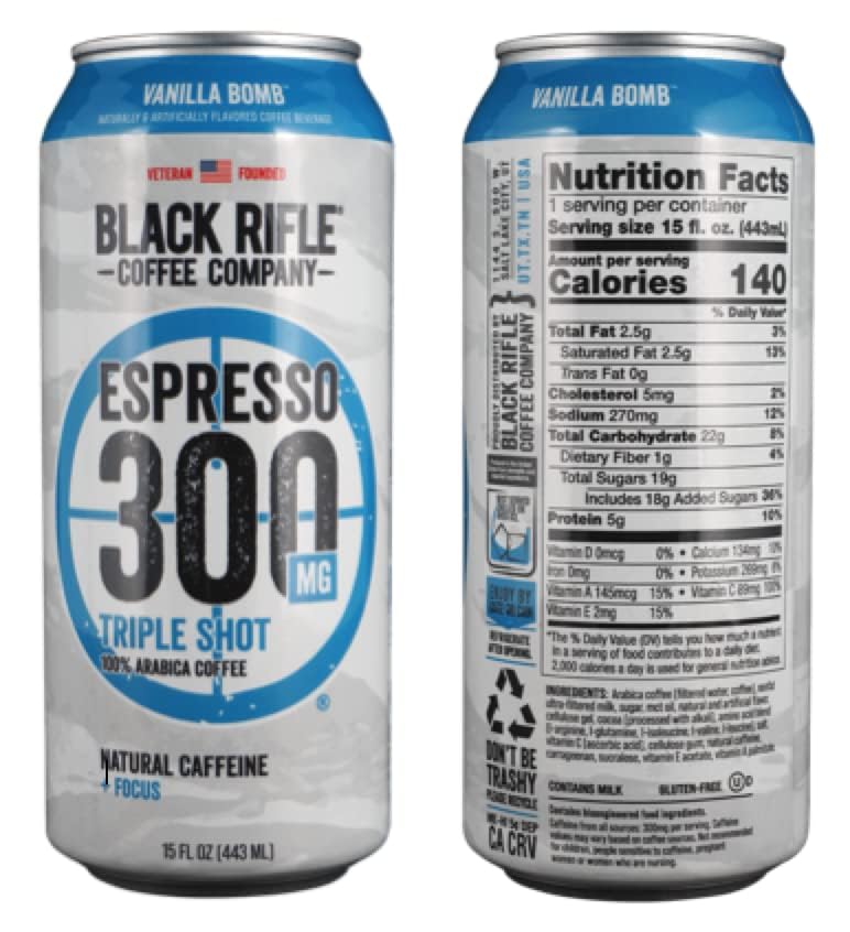 Black Rifle - 300 Coffee Triple Shot RTD Drink Mix Assorted Pack - Gluten Free; 300mg Caffeine; Good Protein; Includes Berry Mocha, Rich Mocha, Vanilla Bomb - Variety Pack, 15oz Cans (Pack of 12)