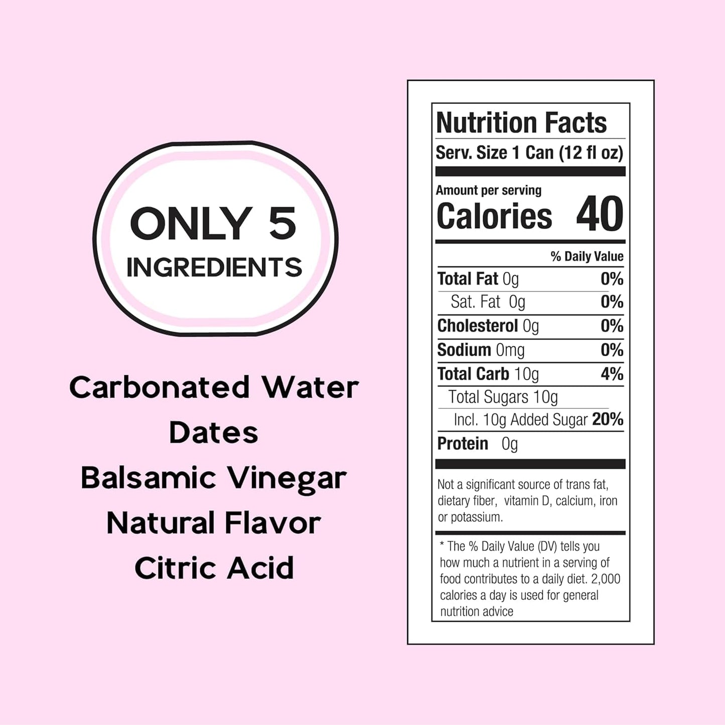 BOLLA Strawberry Sparkling Wellness Soda Naturally sweetened with dates - Crafted with balsamic vinegar - 5 simple ingredients - Low calorie - Antioxidant-rich - No added sugar - 12 FL OZ x 12 pack