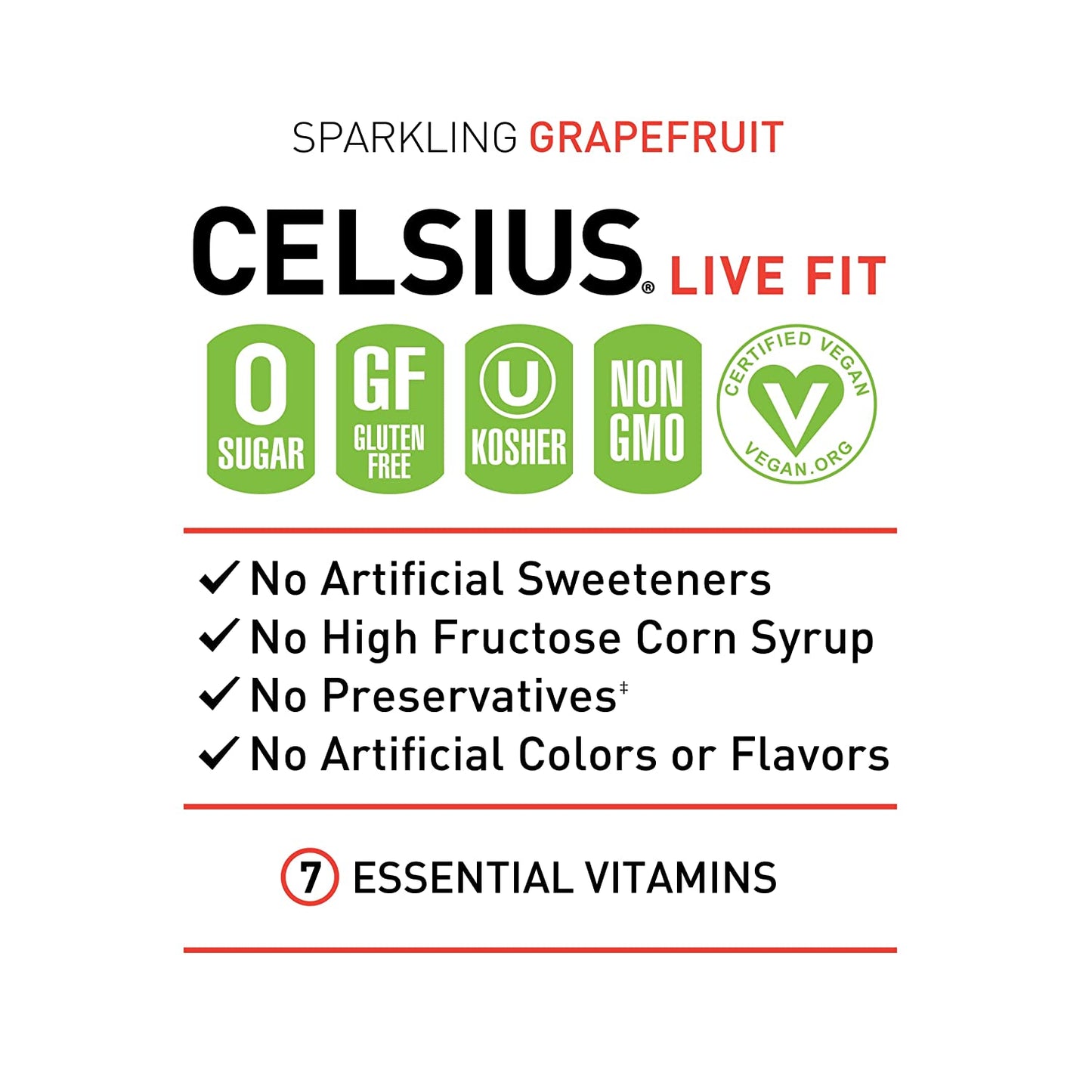 CELSIUS Sparkling, Sweetened with Stevia, Fitness Drink, Zero Sugar, 12oz. Slim Can | Grapefruit (Pack of 12)