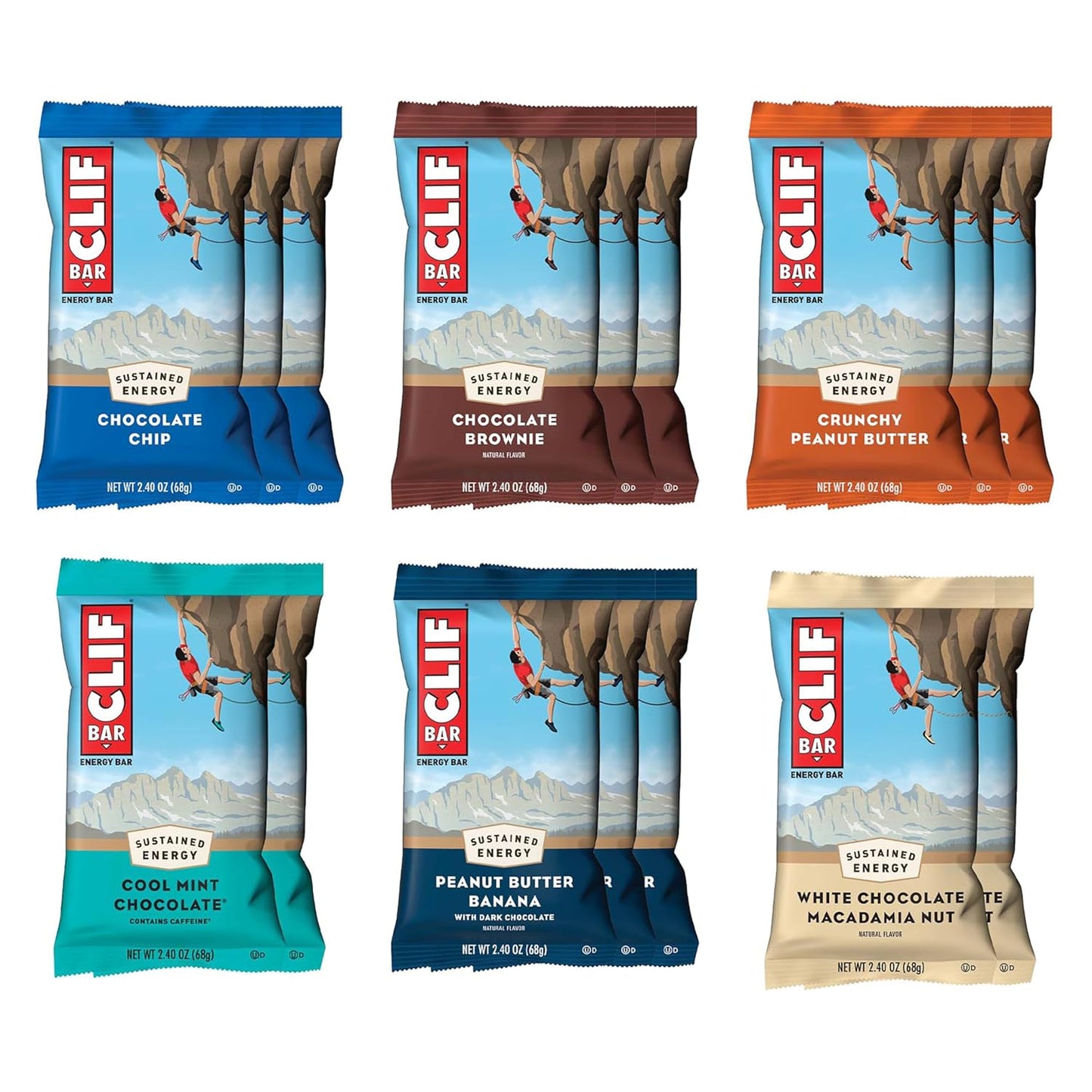 CLIF BAR - Energy Bars - Variety Pack - Made with Organic Oats - 11g Protein - Non-GMO - Plant Based - 2.4 oz. (16 Count)