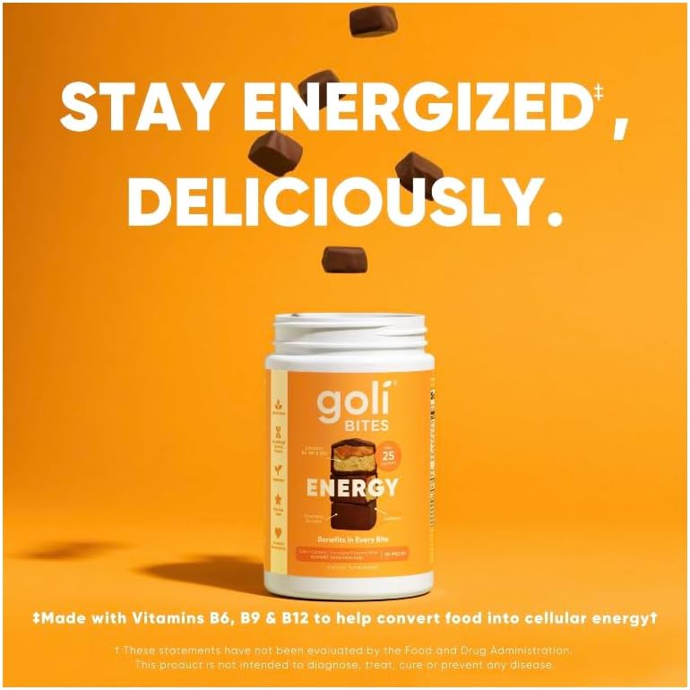 GOLI Energy Bites - Convert Food Into Cellular Energy - Chocolate Caramel, (30) Pieces