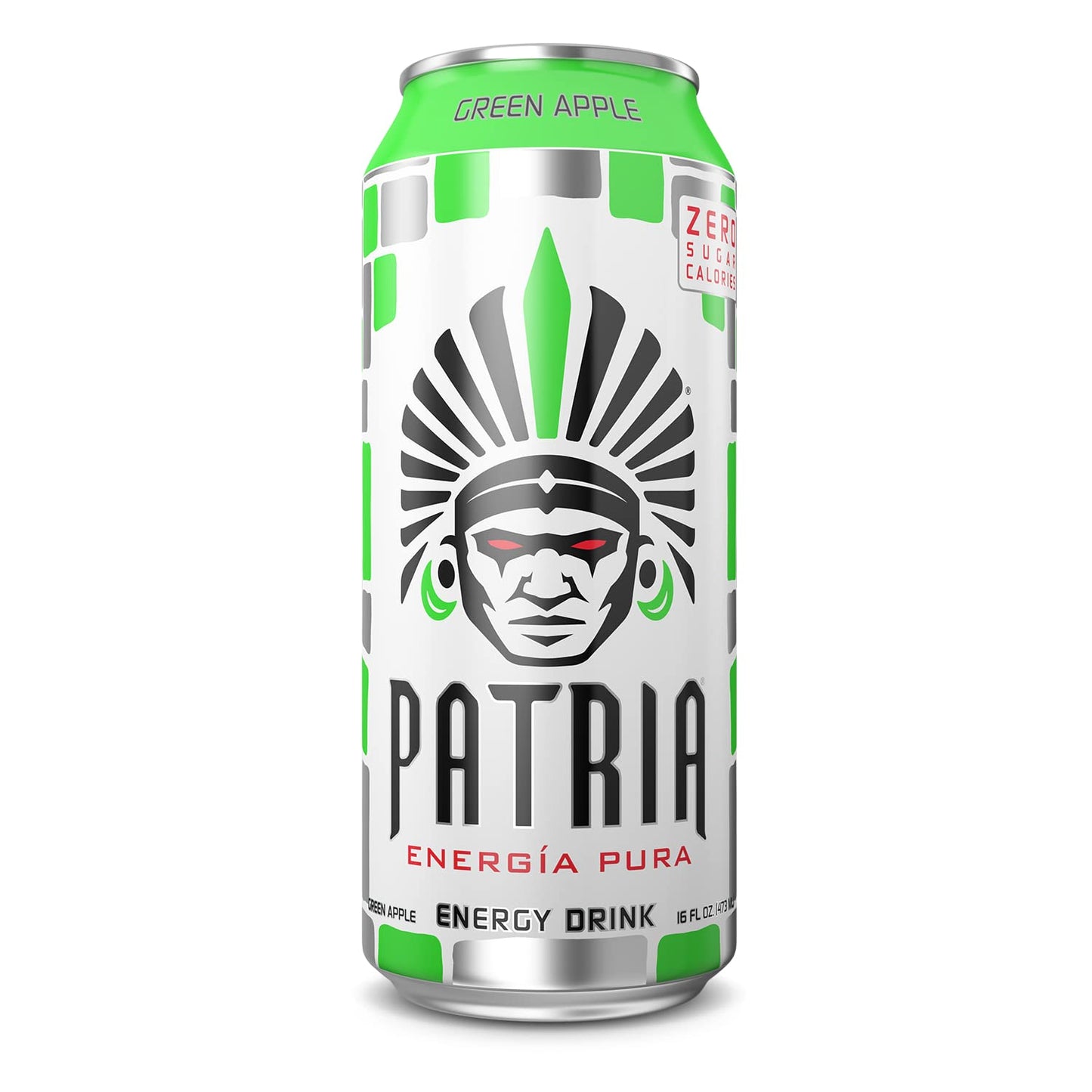 Patria Energia Pura Drink - 100% Natural Flavors, Cane Sugar- 200mg of Caffeine - 16oz Cans, Natural Orange Flavor (12 Pack)