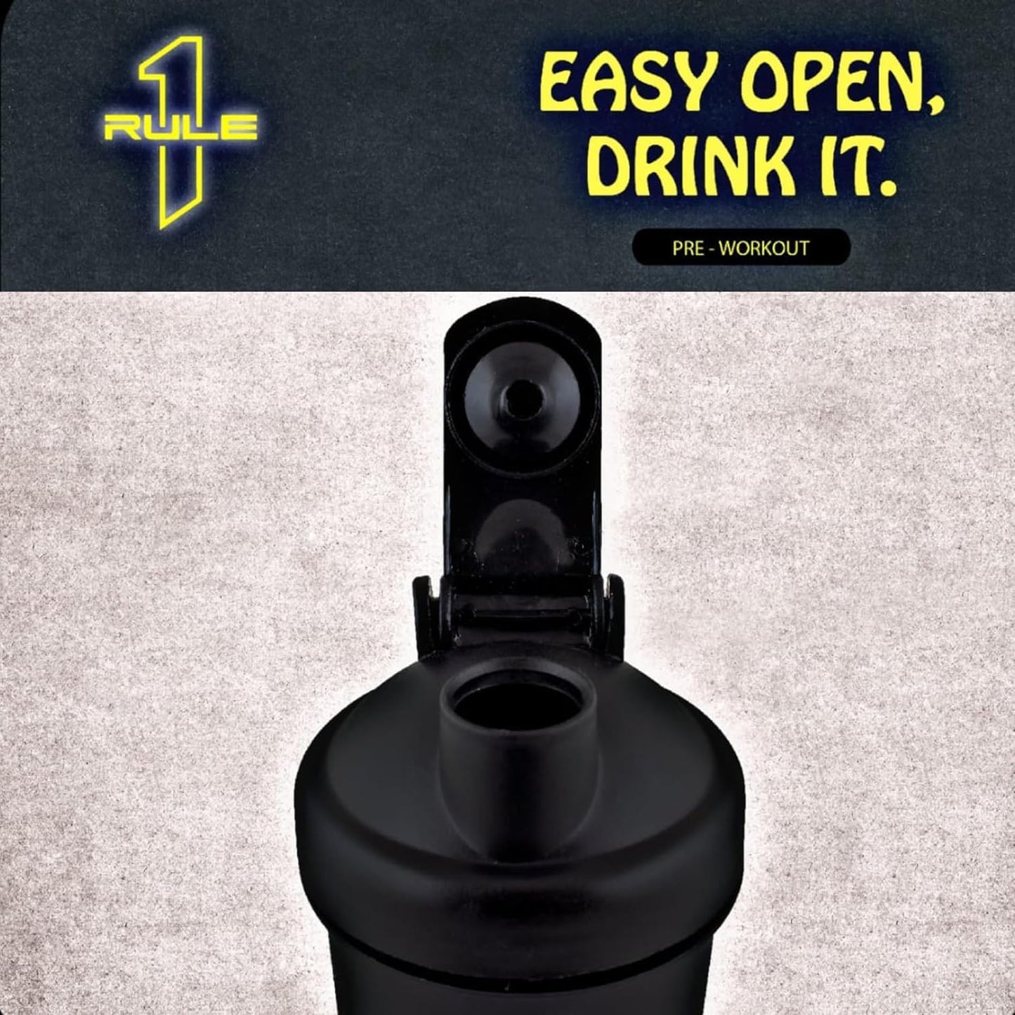 RULE 1 (R1) Proteins - Premium Shaker Bottle - 100% BPA FREE, Leakproof With Whisking Spring, Ideal For Protein, Pre & Post Workout Drinks - Black, 25oz (700ml)