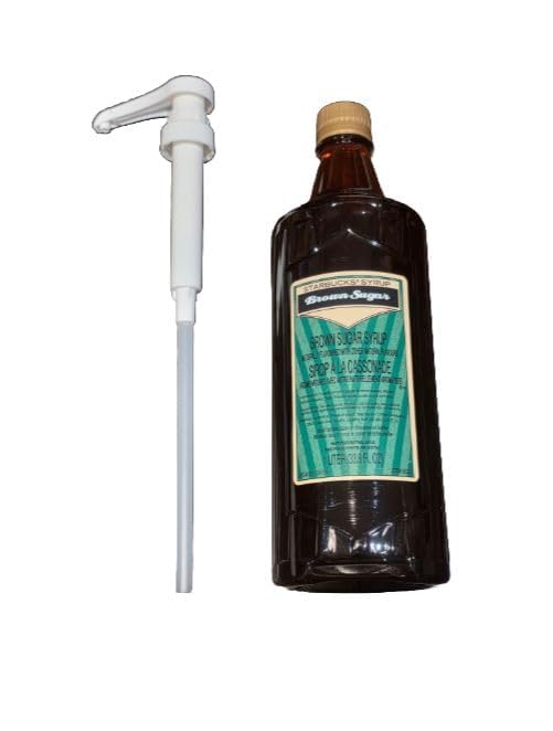Starbucks Brown Sugar Syrup - Authentic Peppermint Syrup Premium Taste - Same as Used In Stores - Perfect for Coffee, Lattes, Mochas, and Desserts - 1 Liter (33.8 fl oz) Bottle - Combo With Pump