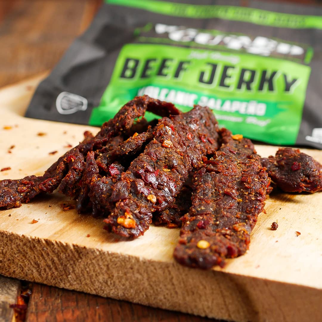 Wicked Cutz - Volcanic Jalapeno Spicy Beef Jerky Tender, Flavorful, Easy to Chew Premium Jerky with 27g Protein Per Bag Carnivore Diet Snacks, Made with Fresh Jalapeno Peppers (2 Bags)