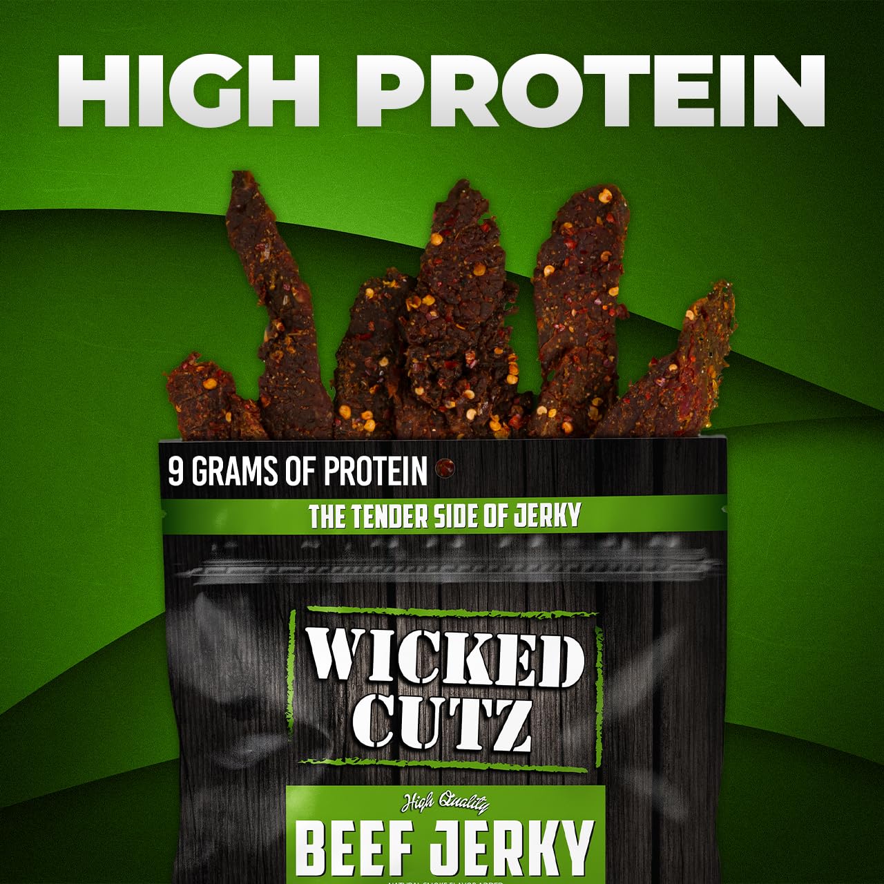 Wicked Cutz - Volcanic Jalapeno Spicy Beef Jerky Tender, Flavorful, Easy to Chew Premium Jerky with 27g Protein Per Bag Carnivore Diet Snacks, Made with Fresh Jalapeno Peppers (2 Bags)