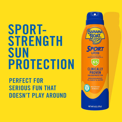 Banana Boat Sport Ultra SPF 65 Sunscreen Spray, 6oz | Spray Sunscreen SPF 65, Oxybenzone-Free, Water Resistant, 6oz (Pack of 2)