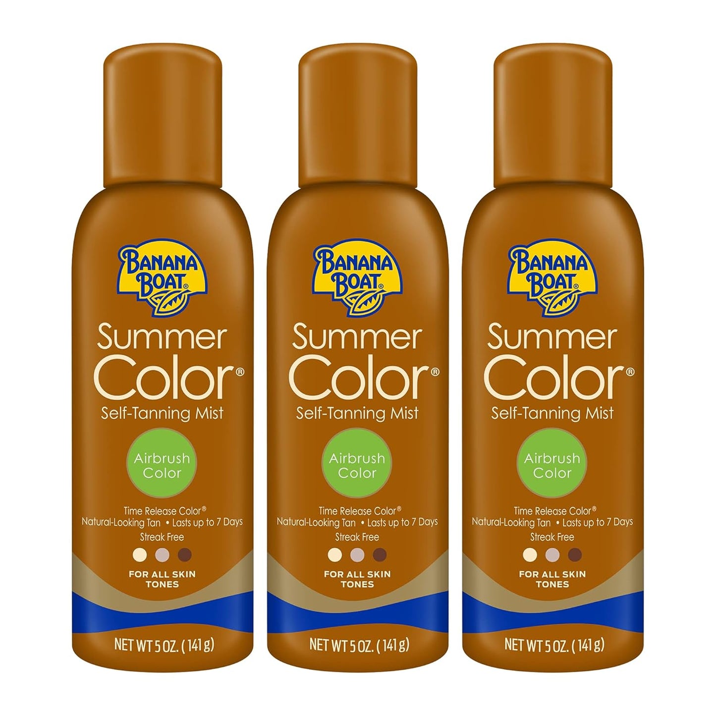 Banana Boat Self Tanning Spray for All Skin Tones, Airbrush Color, Reef Friendly, 5oz Bottles (Pack of 3)