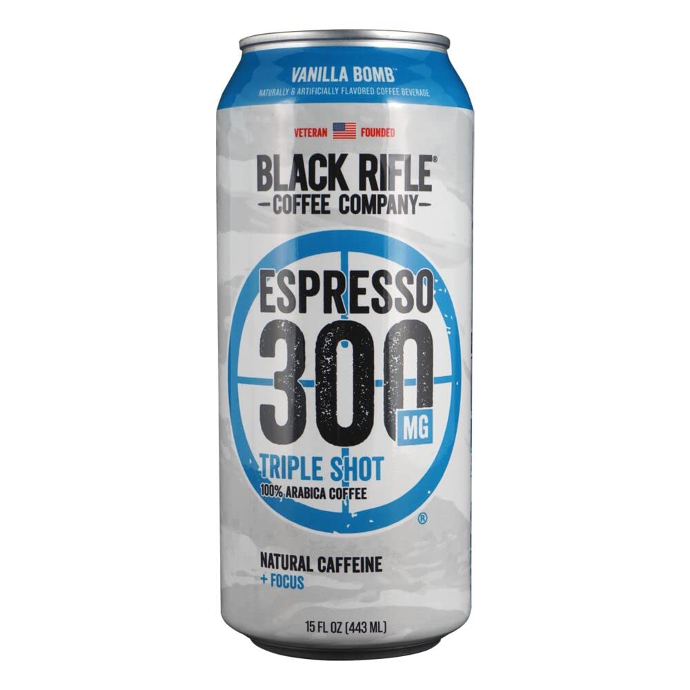 Black Rifle Coffee Company - 300mg Caffeine, Ready To Drink, 15oz Cans - Espresso Vanilla Bomb (Pack of 24)