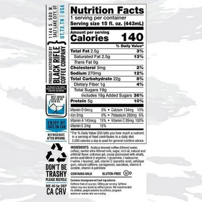 Black Rifle Coffee Company - 300mg Caffeine, Ready To Drink, 15oz Cans - Espresso Vanilla Bomb (Pack of 24)