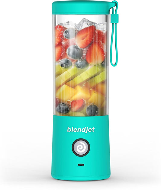 BlendJet Portable Blender for Smoothies & Shakes - 16oz BlendJet 2 Cordless Personal & Small Blender, USB-C Rechargeable & Self Cleaning - Quiet Mini Travel Blender with Stainless Steel Blade (Mint Color)