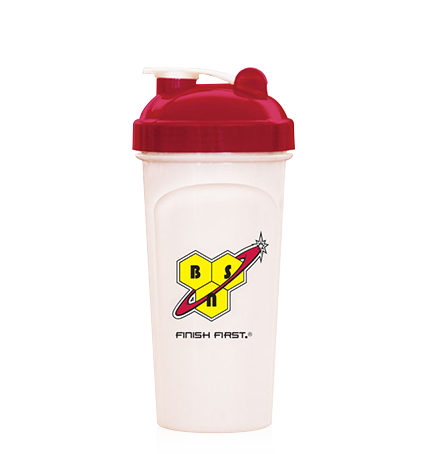 BSN | Shaker Bottle - Leak Proof, Vortex Mixer Grate included | White, 25 oz (800 ml)