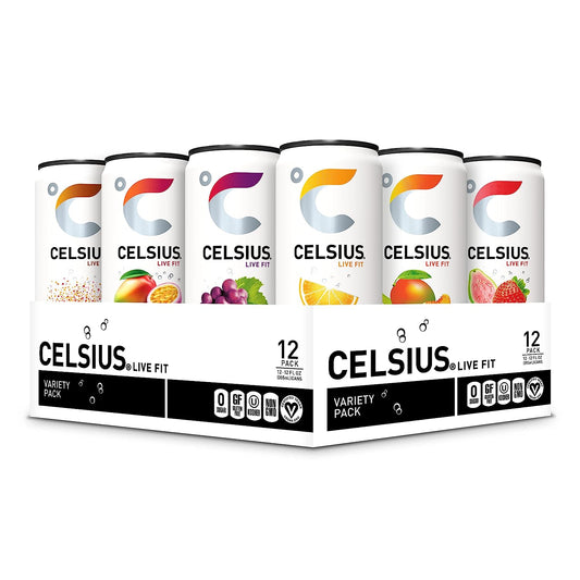 CELSIUS Sparkling Fitness Energy Drink, Zero Sugar, 12oz Slim Cans - Assorted Flavors Variety Pack (Pack of 12)ns