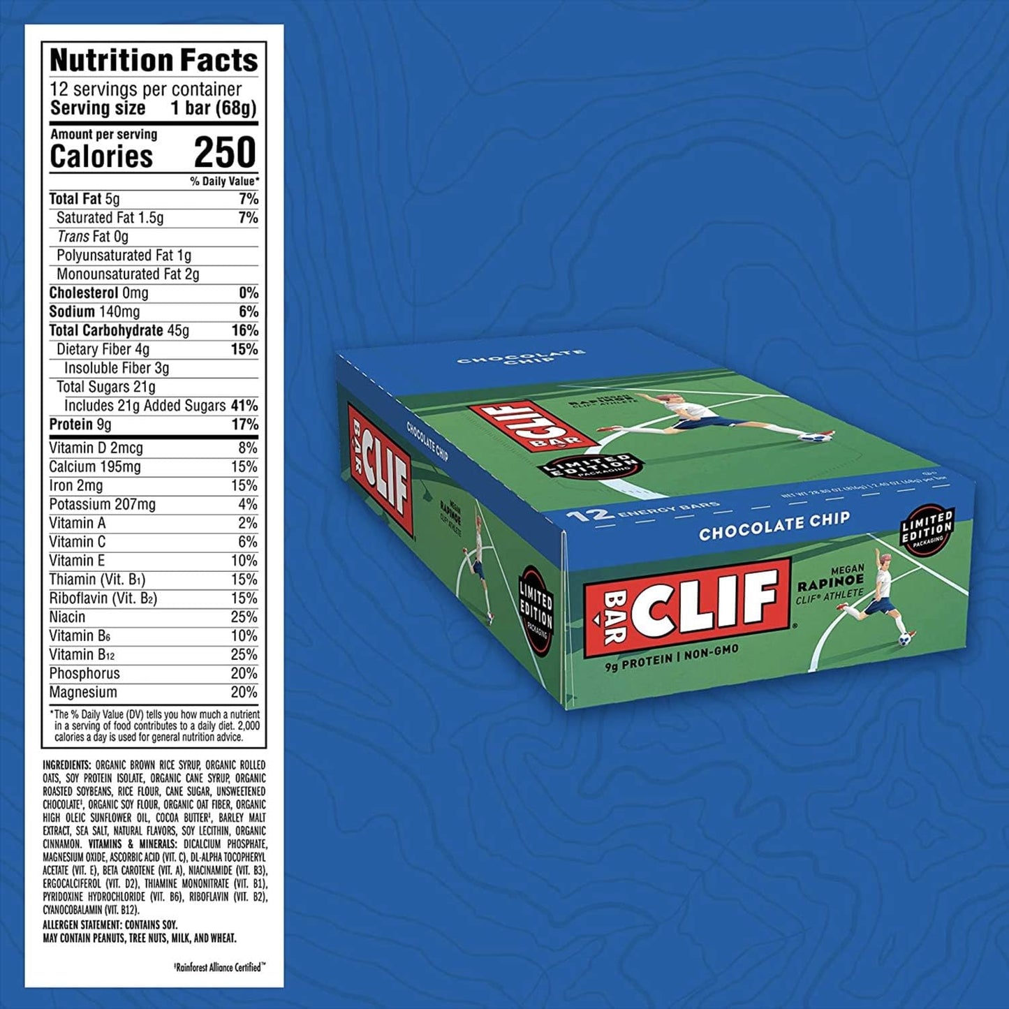Clif Energy Bars - Made with Organic Oats - 10g Protein - Non-GMO - Plant Based - Chocolate Chip, (12) Bars
