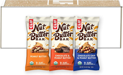 CLIF Nut Butter Bar - Peanut Butter Filled Energy Bars, Non-GMO, USDA Organic, Plant Based, Low Glycemic - Variety Pack (12 Bars)
