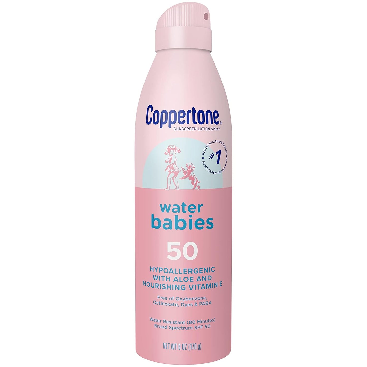 Coppertone Water Babies - Baby Sunscreen Spray SPF 50, Spray On Sunscreen for Babies, Water Resistant, 6 Oz (Pack of 3)