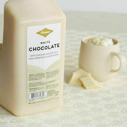Fontana - Flavoring & Base for Frappuccinos, Drinks, Baking, Deserts, Lattes, Coffee - Same Used by Baristas at Stabucks Cafes - White Chocolate Mocha Sauce, 63oz Bottle (With Pump)