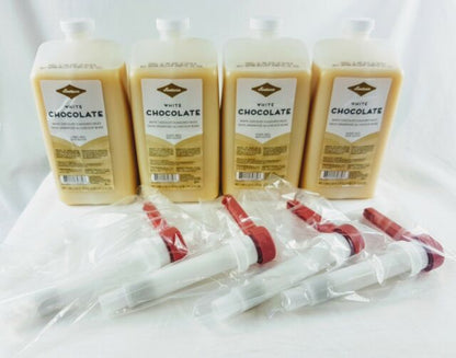 Fontana - Flavoring & Base for Frappuccinos, Drinks, Baking, Deserts, Lattes, Coffee - Same Used by Baristas at Stabucks Cafes - White Chocolate Mocha Sauce, 63oz Bottle (With Pump)