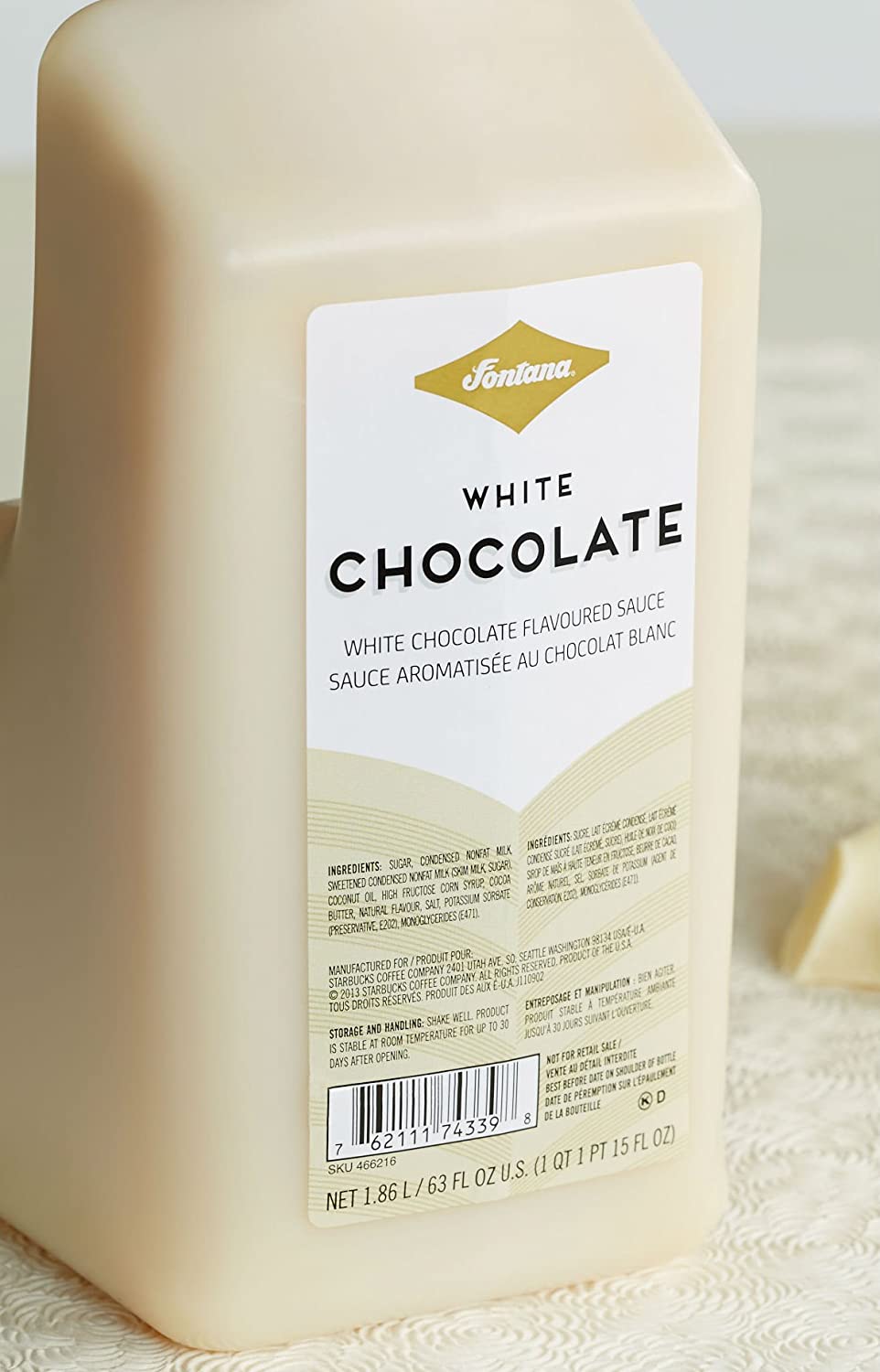 Fontana - Flavoring & Base for Frappuccinos, Drinks, Baking, Deserts, Lattes, Coffee - Same Used by Baristas at Stabucks Cafes - White Chocolate Mocha Sauce, 63oz Bottle (With Pump)