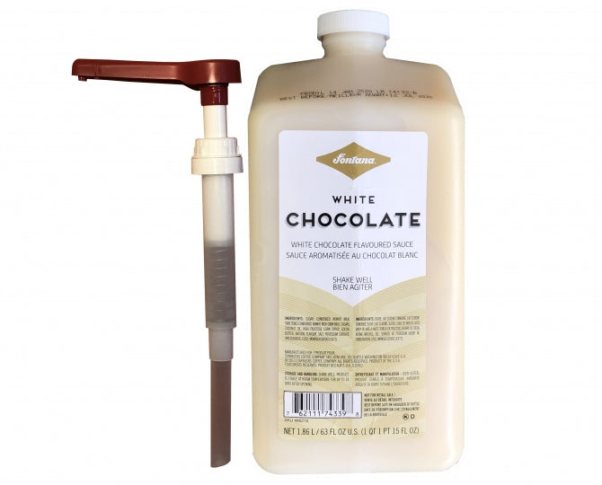 Fontana - Flavoring & Base for Frappuccinos, Drinks, Baking, Deserts, Lattes, Coffee - Same Used by Baristas at Stabucks Cafes - White Chocolate Mocha Sauce, 63oz Bottle (With Pump)