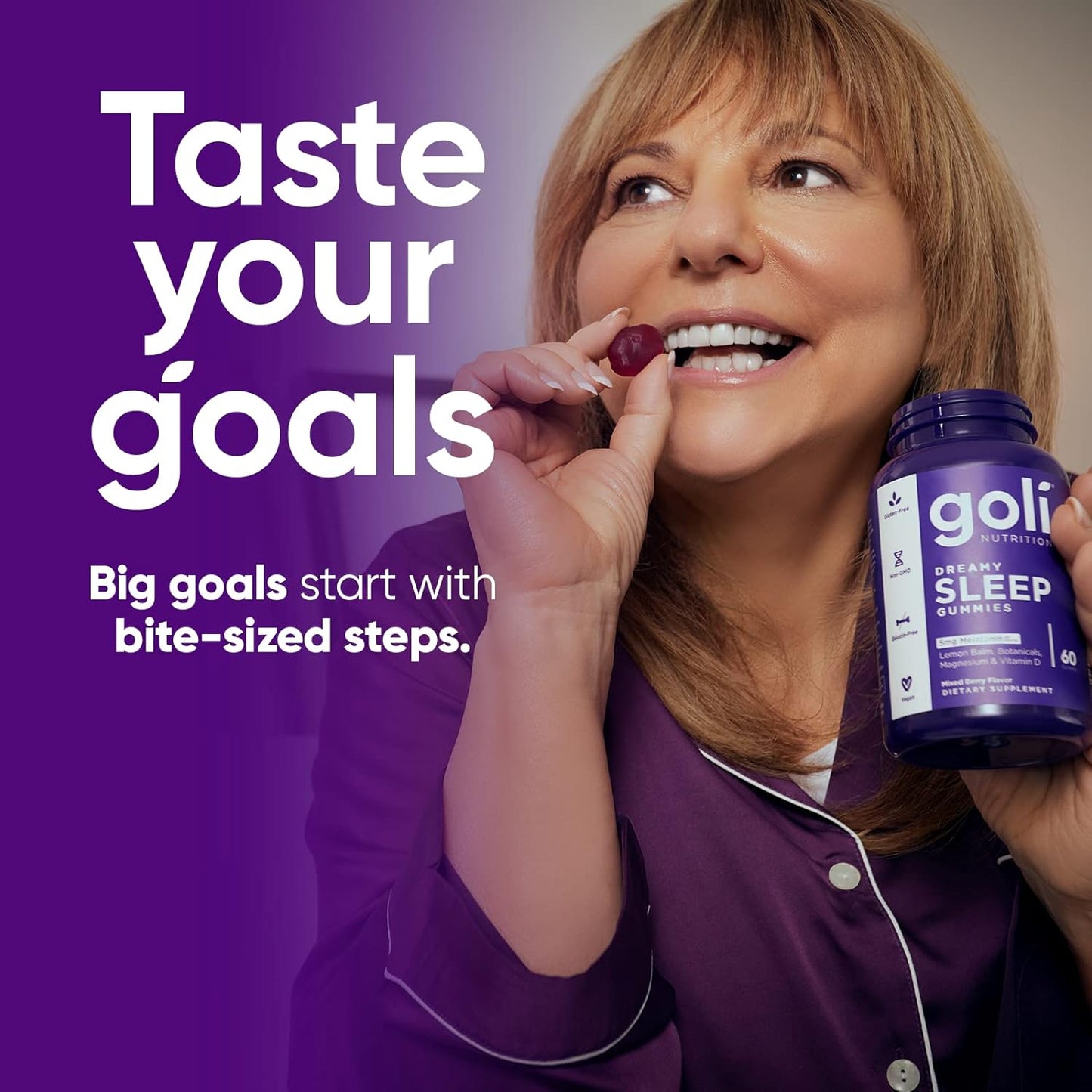 GOLI - DREAMY SLEEP - Melatonin, Lemon Balm Extract, Magnesium, Vitamin D - Gluten Free, Non-GMO, Vegan - (120) Gummies