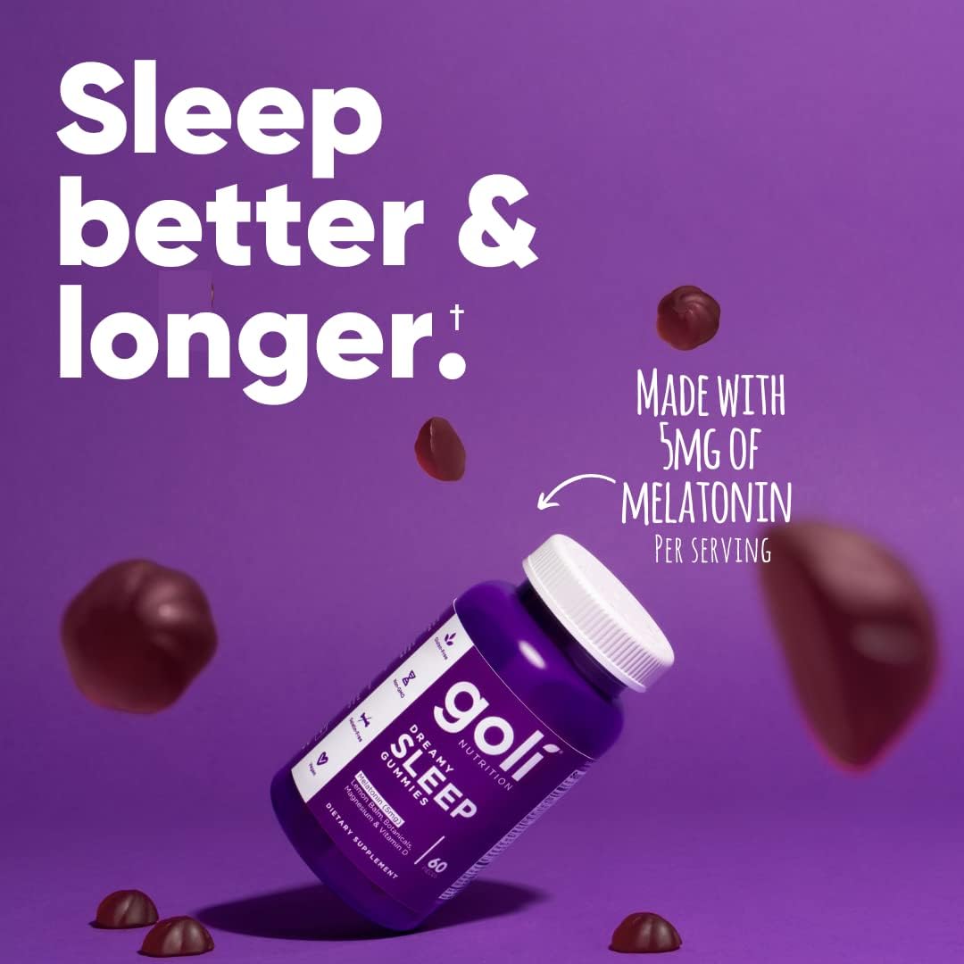 GOLI - DREAMY SLEEP - Melatonin, Lemon Balm Extract, Magnesium, Vitamin D - Gluten Free, Non-GMO, Vegan - (120) Gummies