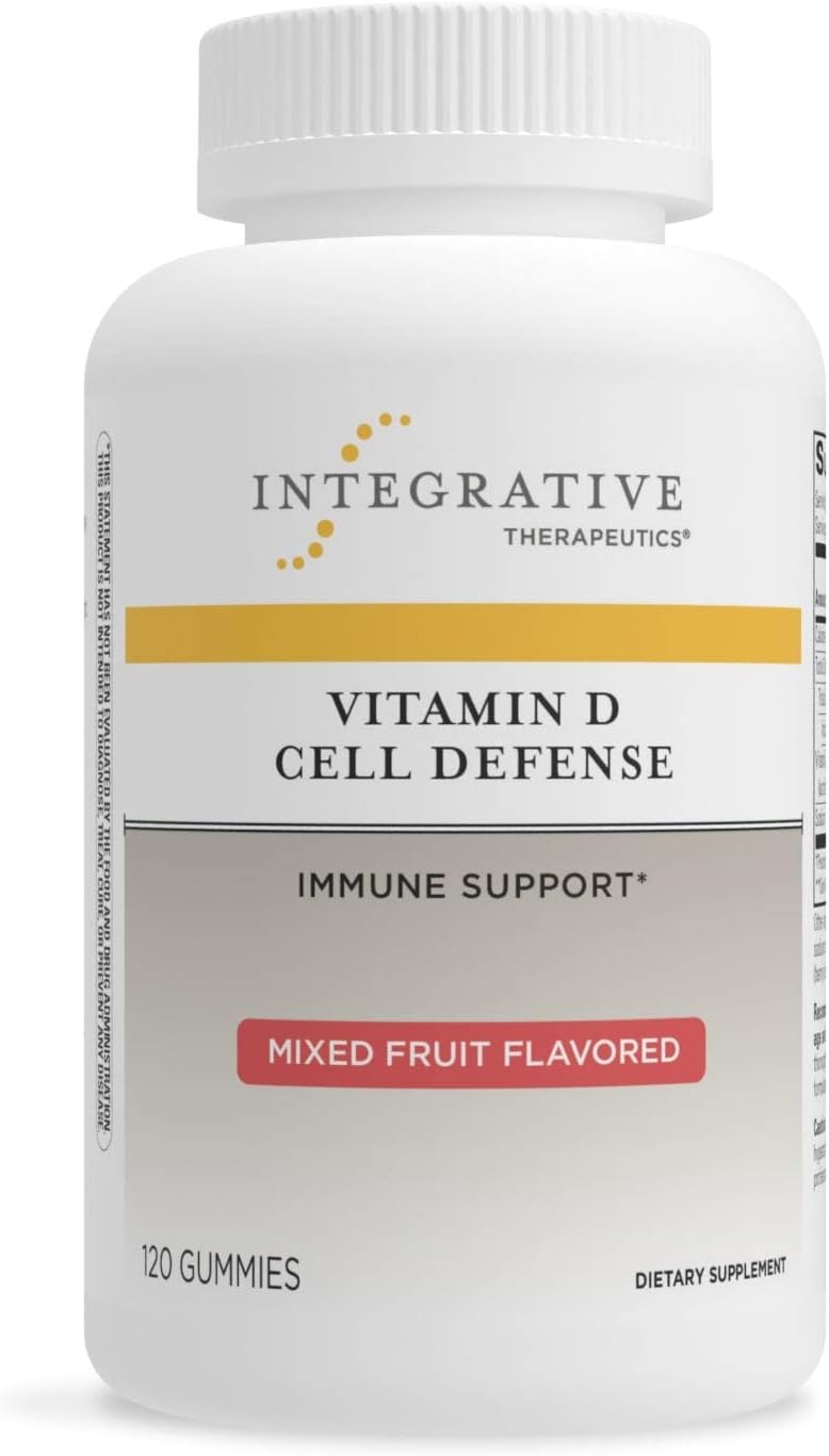 Integrative Therapeutics - Vitamin D Cell Defense Gummies - Immune Support Vitamin D3 Cholecalciferol - Mixed Fruit Flavored - 120 Gummies