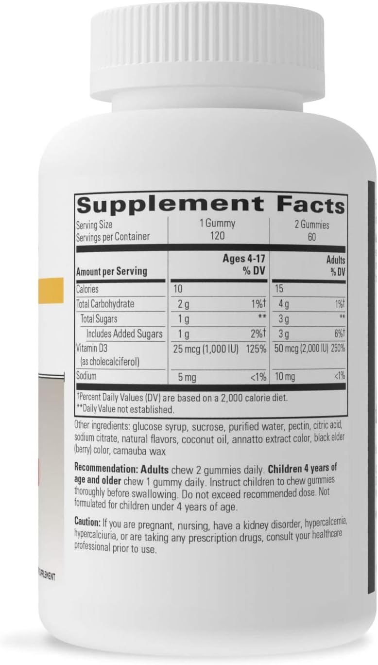 Integrative Therapeutics - Vitamin D Cell Defense Gummies - Immune Support Vitamin D3 Cholecalciferol - Mixed Fruit Flavored - 120 Gummies