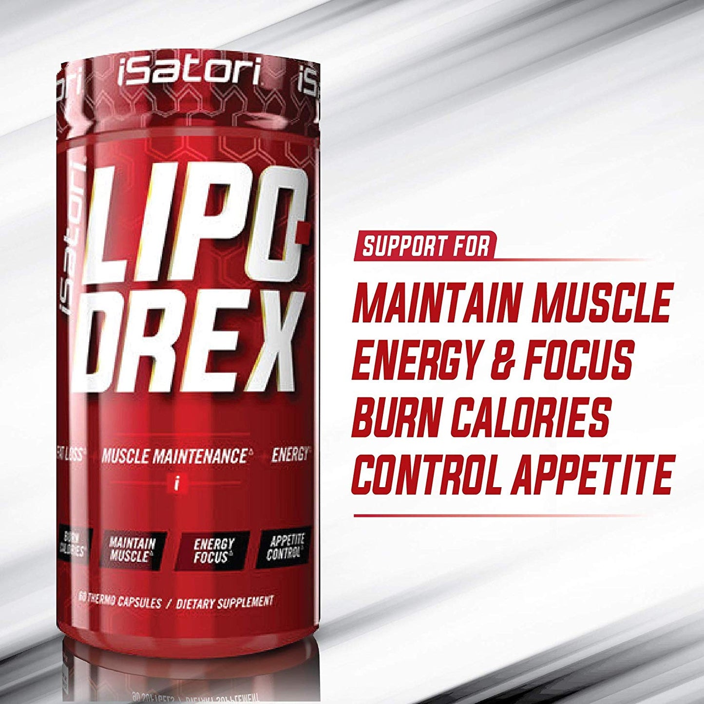 iSatori Lipo-Drex Fat Loss Thermogenic Formula - Focus Blend - Fast Acting Total Body Fat Burner Weight Loss Muscle Maintenance and Appetite Suppressant for Men and Women - 60 Capsules