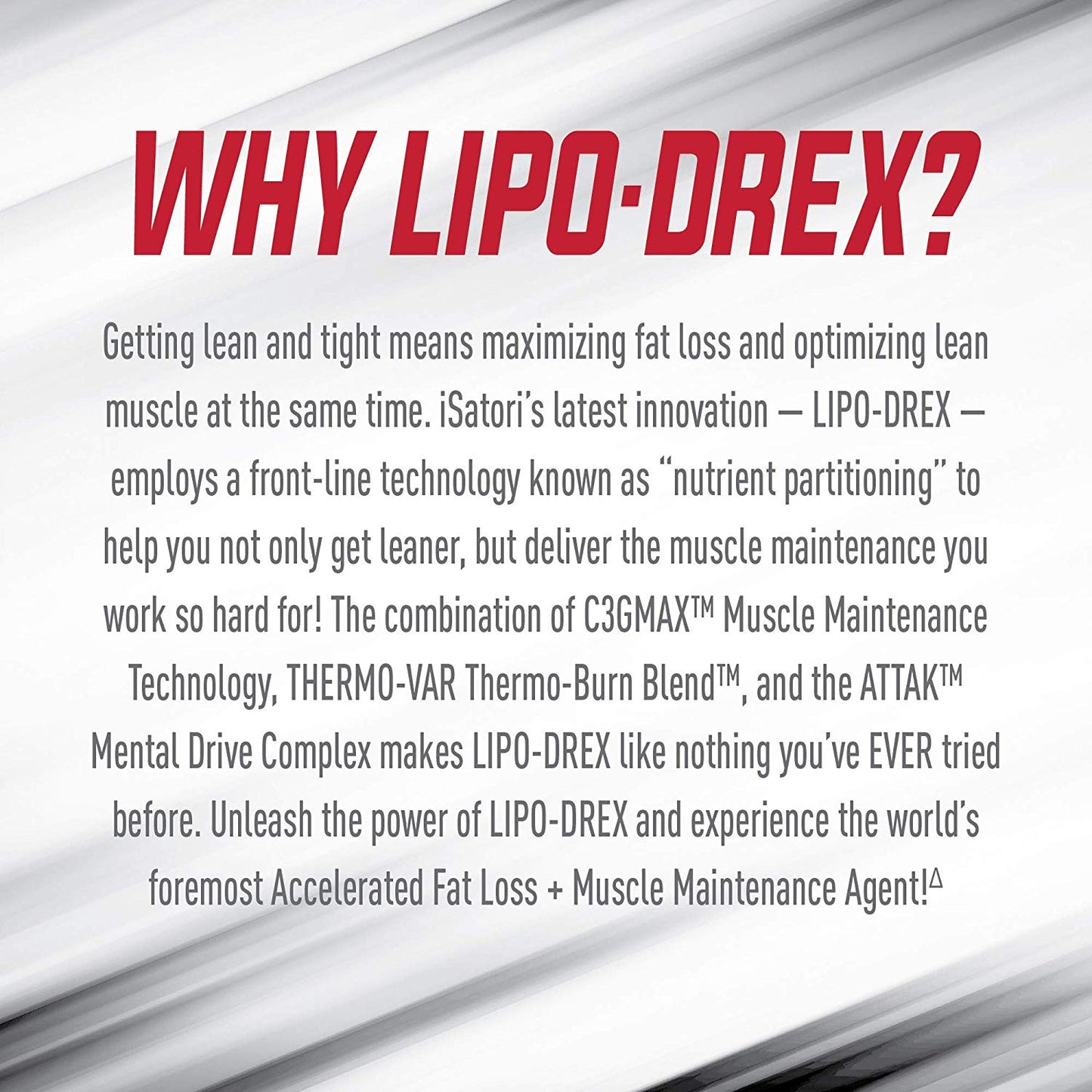 iSatori Lipo-Drex Fat Loss Thermogenic Formula - Focus Blend - Fast Acting Total Body Fat Burner Weight Loss Muscle Maintenance and Appetite Suppressant for Men and Women - 60 Capsules