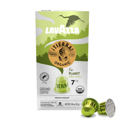 Lavazza ¡Tierra! for Planet Aluminum Capsules Compatible with Nespresso* Original Machines, Medium Espresso Roast, 100% Arabica (60 Capsules)
