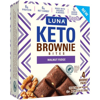 LUNA - Keto Brownie Bites - Organic Almonds, Baked - Walnut Fudge, (24) Brownies