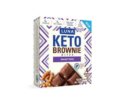 LUNA - Keto Brownie Bites - Organic Almonds, Baked - Walnut Fudge, (24) Brownies