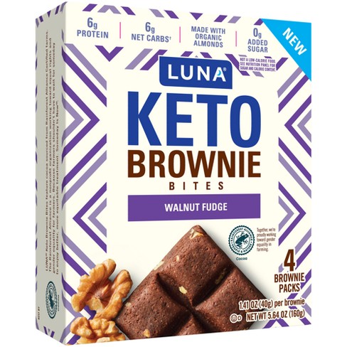 LUNA - Keto Brownie Bites - Organic Almonds, Baked - Walnut Fudge, (24) Brownies