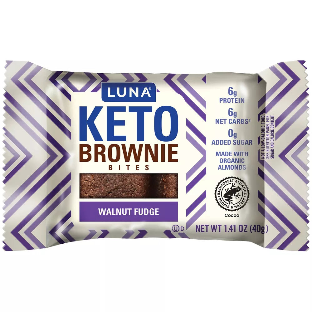 LUNA - Keto Brownie Bites - Organic Almonds, Baked - Walnut Fudge, (24) Brownies