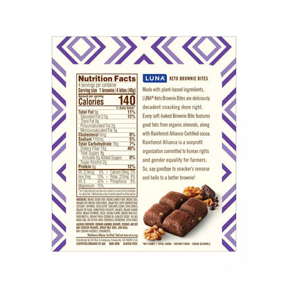 LUNA - Keto Brownie Bites - Organic Almonds, Baked - Walnut Fudge, (24) Brownies