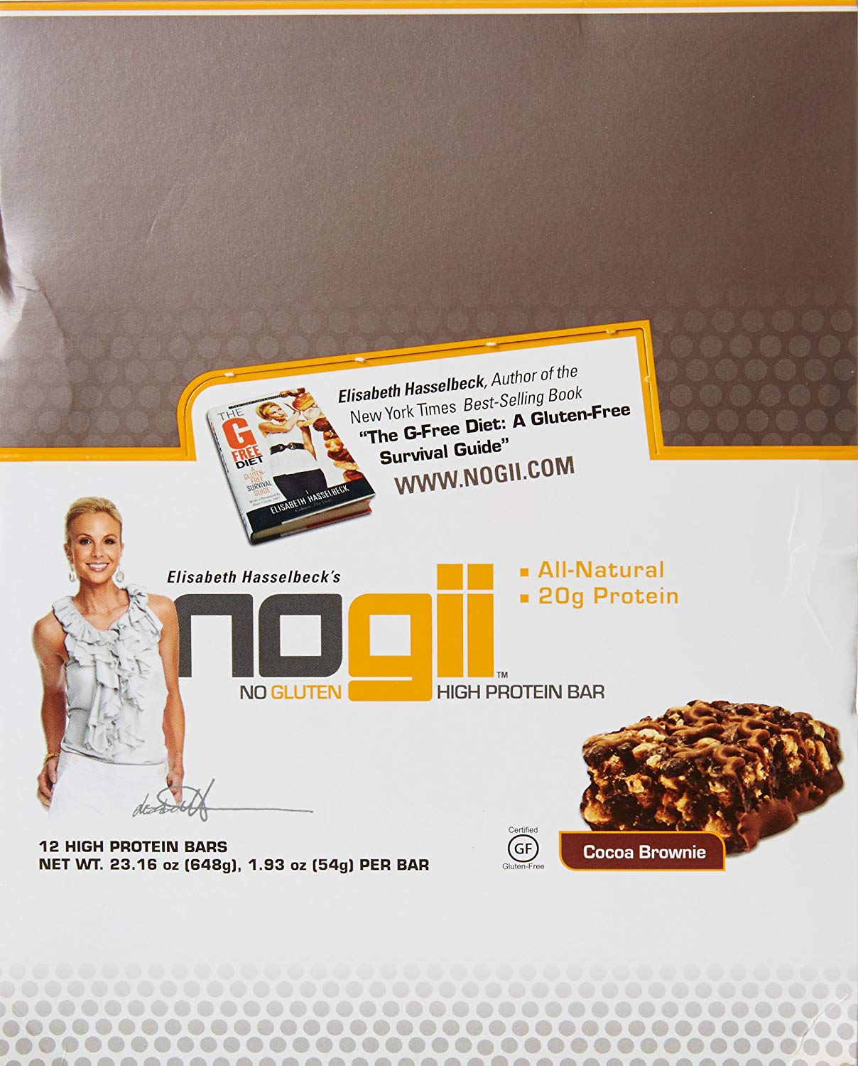 Share NoGii - High Protein Bar, No Gluten, All Natural - Cocoa Brownie, (12) Bars
