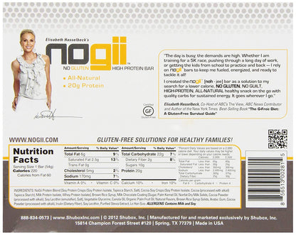 Share NoGii - High Protein Bar, No Gluten, All Natural - Cocoa Brownie, (12) Bars