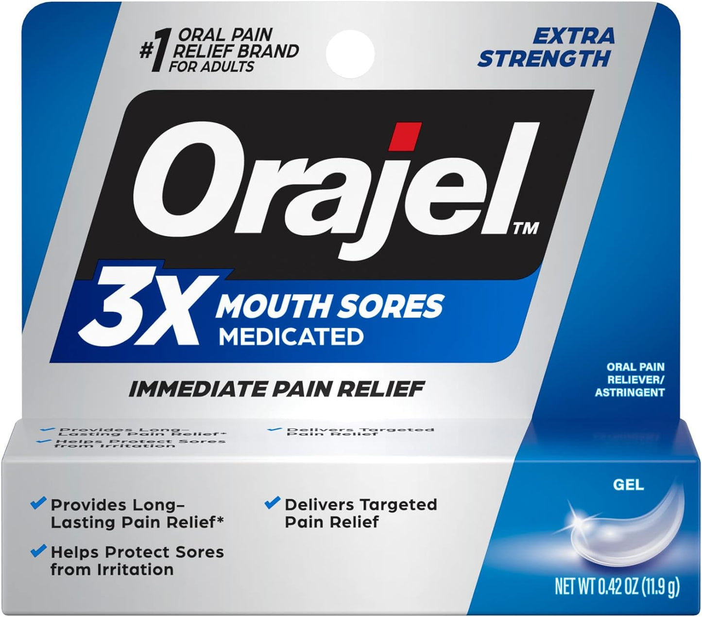 Share Orajel 3X Mouth Sores - Medicated, Immediate Relief, 0.42oz Gel Each - (4) Tubes