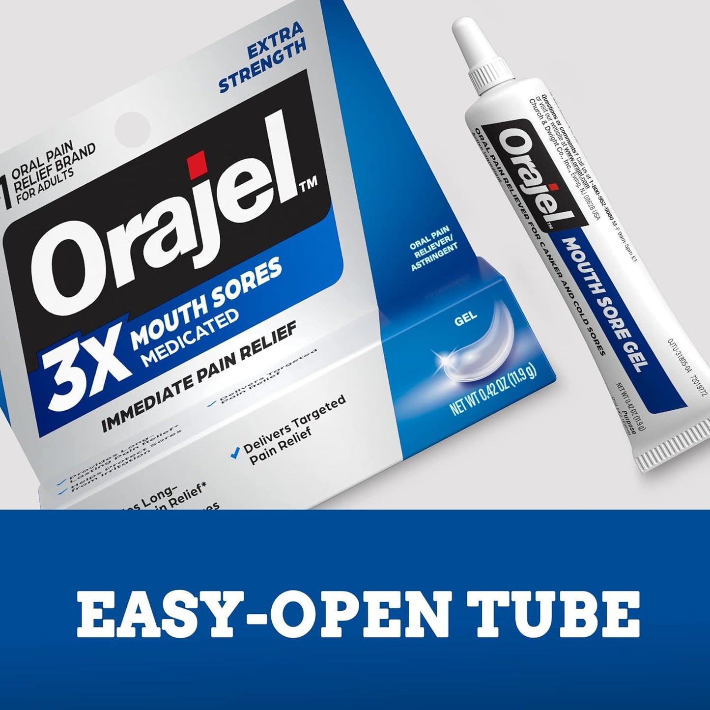 Share Orajel 3X Mouth Sores - Medicated, Immediate Relief, 0.42oz Gel Each - (4) Tubes