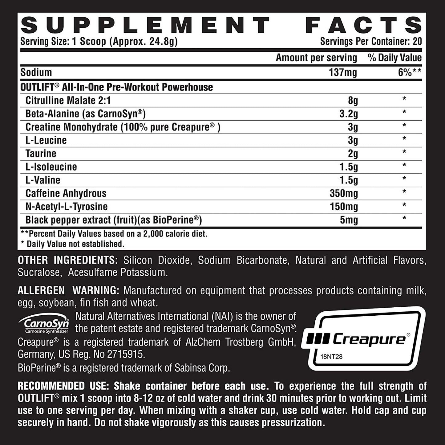 NUTREX - OUTLIFT - Pre-Workout Powerhouse Powder - Fruit Punch, 512g (20 servs)