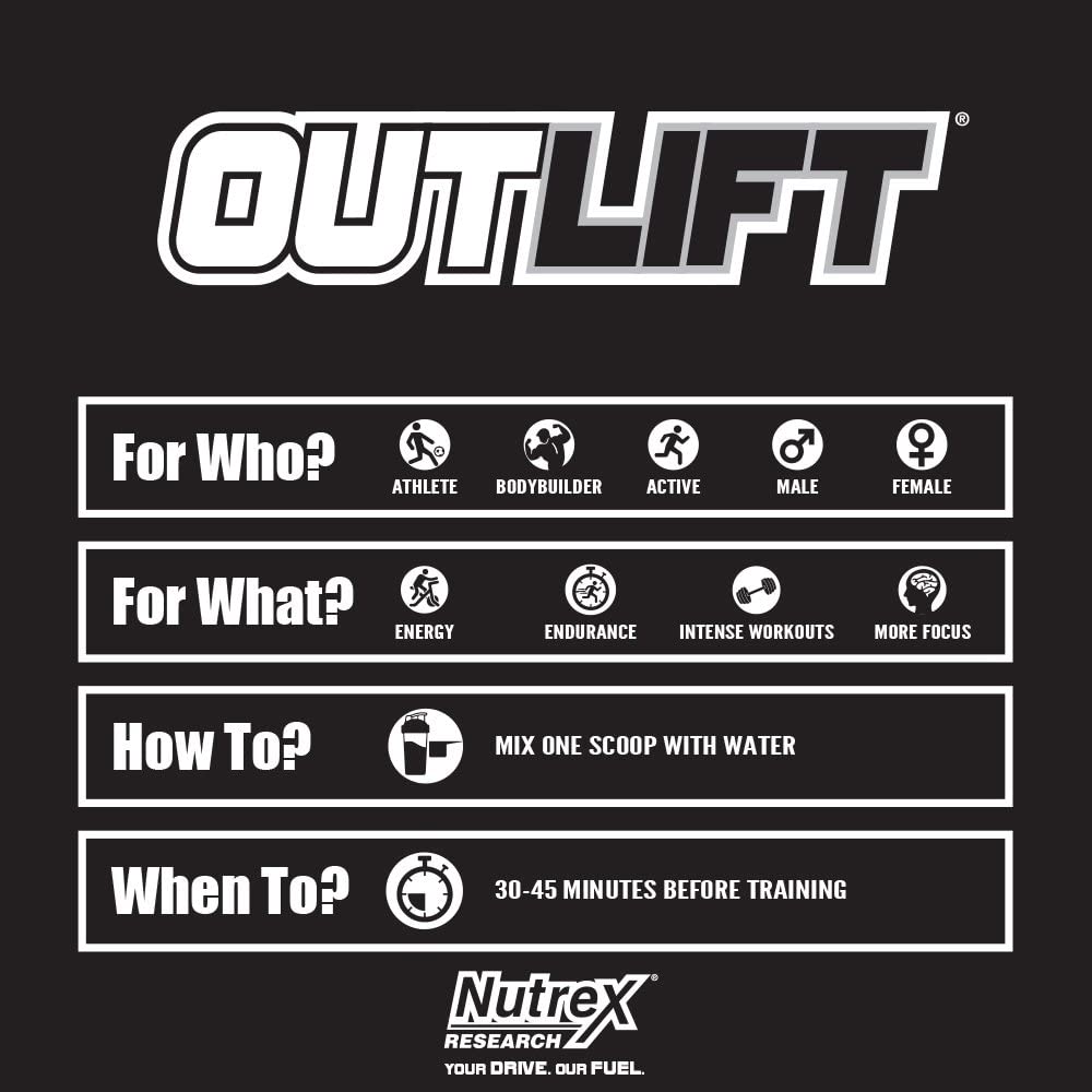 NUTREX - OUTLIFT - Pre-Workout Powerhouse Powder - Fruit Punch, 512g (20 servs)