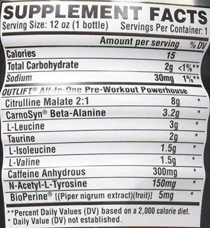 NUTREX - OUTLIFT - Pre-Workout Powerhouse Powder - Fruit Punch, 512g (20 servs)