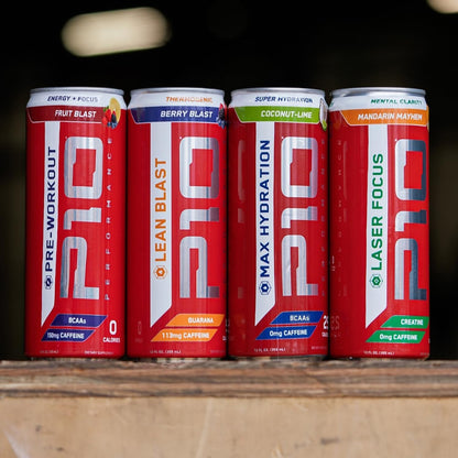 P10 Performance - Active Fuel Fitness Recovery Energy Drink, B Vitamins, Electrolytes for Hydration Recovery, Zero Sugar & Zero Calories, 150mg Caffeine - Cherry Lime,  12oz Cans (12 Pack)