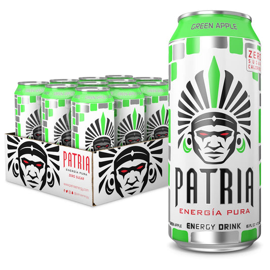 Patria Energia Pura Drink -  100% Natural Flavors, Cane Sugar- 200mg of Caffeine - 16oz Cans, Natural Orange Flavor (12 Pack)