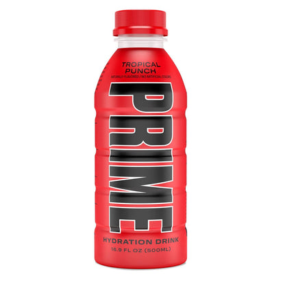 PRIME Hydration - Sports Drinks, Electrolyte Enhanced for Replenishing Fluids, 250mg BCAAs, B Vitamins, Antioxidants, Low Sugar - TROPICAL PUNCH, 16.9 Fl Oz (12 Pack)